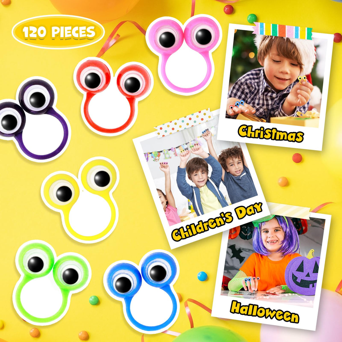 Liesedada 120 PCS Party favors in the nature of small toys Eye Finger Puppets Toys Set Mini Eye Finger Puppets and Classroom Rewards for Kids.
