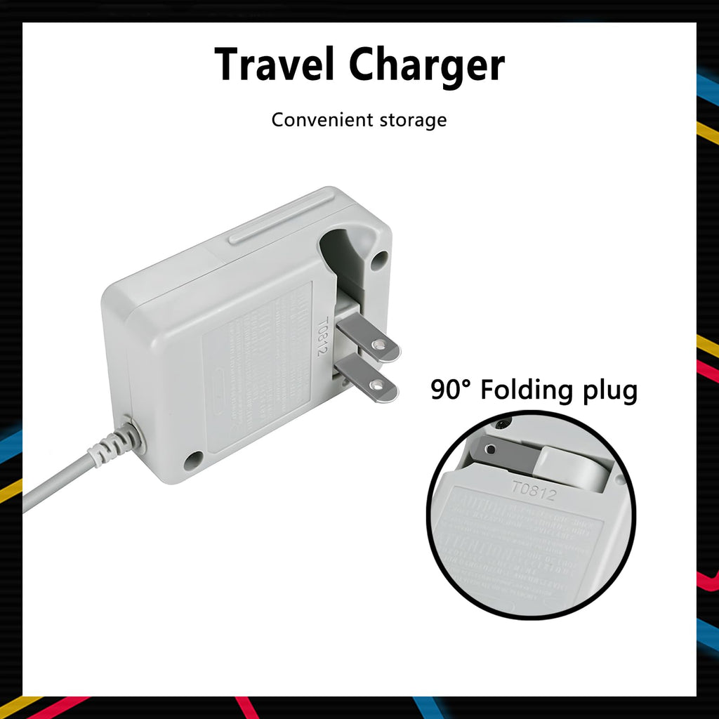 3DS Charger, DTOL 3DS Charger Compatible with Nintendo 3DS/ DSi/DSi XL/ 2DS/ 2DS XL/New 3DS 100-240V Wall Plug Adapter 2 Pack