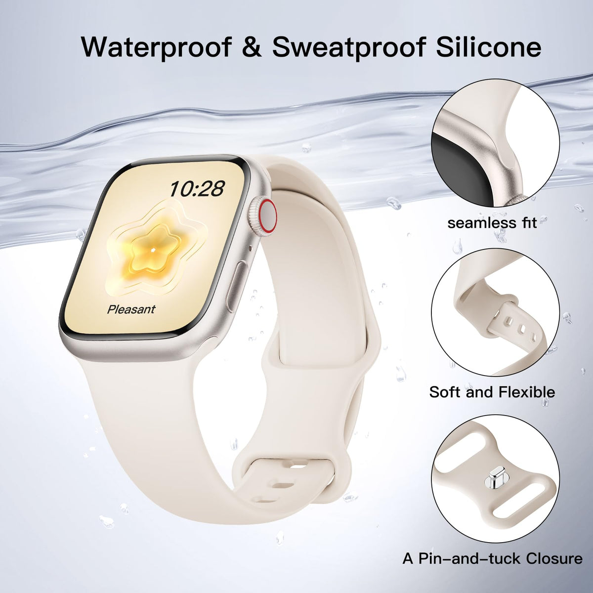 Sport Silicone Band Compatible with Apple Watch Bands for Women Men | 40mm 38mm 41mm 44mm 45mm 42mm 46mm 49mm Soft Waterproof Sport Strap for iWatch Bands Series 12 10 11 9 8 7 6 5 4 3 2 SE Ultra