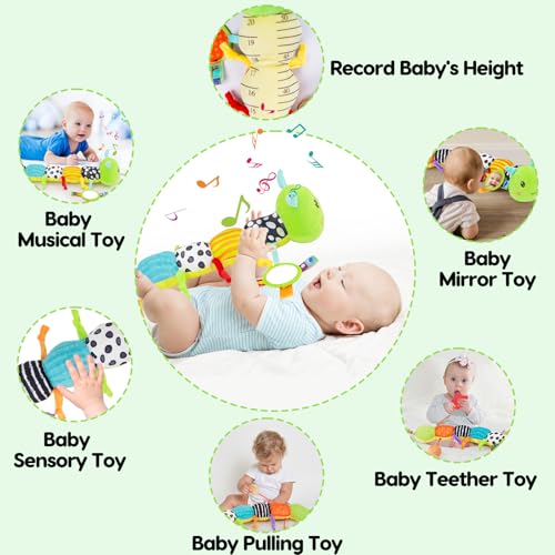 Baby Toys 0-6 Months Musical Stuffed Caterpillar Newborn Tummy Time Toys | Sensory Toys with Mirror Crinkle Rattle for Infants 0-3 3-6 2 3 4 5 6-12 Months Old Babies Boy Girl Shower Gifts Essentials
