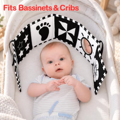 URMYWO Black and White Baby Toy, Tummy Time High Contrast Newborn Toys | Visual Stimulation Soft Baby Book, Brain Development Montessori Sensory Infant Mirror Toy 0-6-12 Months, Boy Girl Shower Gift