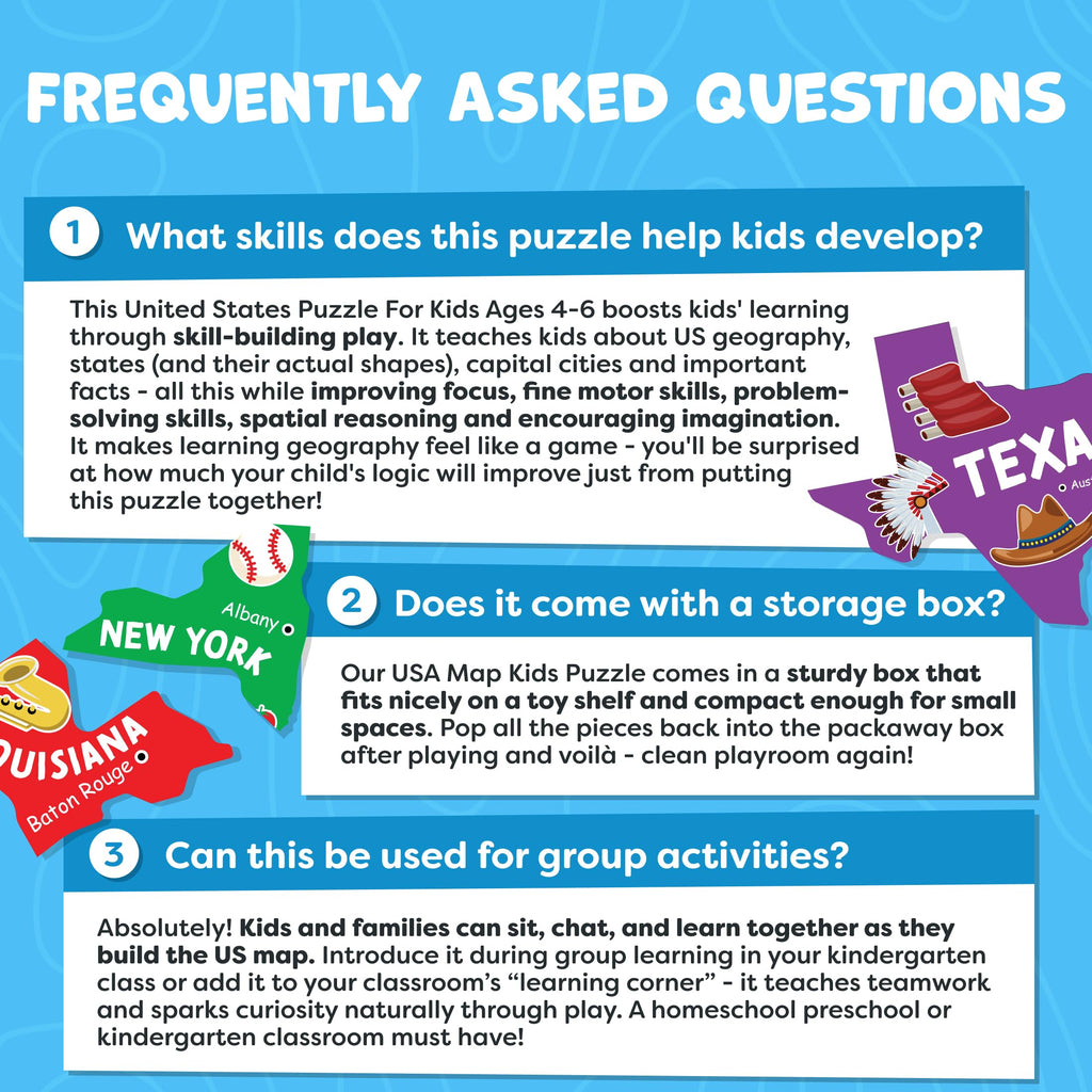 United States Puzzles for Kids Ages 6-8 & 4-6 - 70pc USA Map Kids Puzzles | 50 US States Floor Puzzles Boys Toys Age 4-6 - Educational US Geography Learning Toys Activity - Boys Gifts & Gifts for Girls