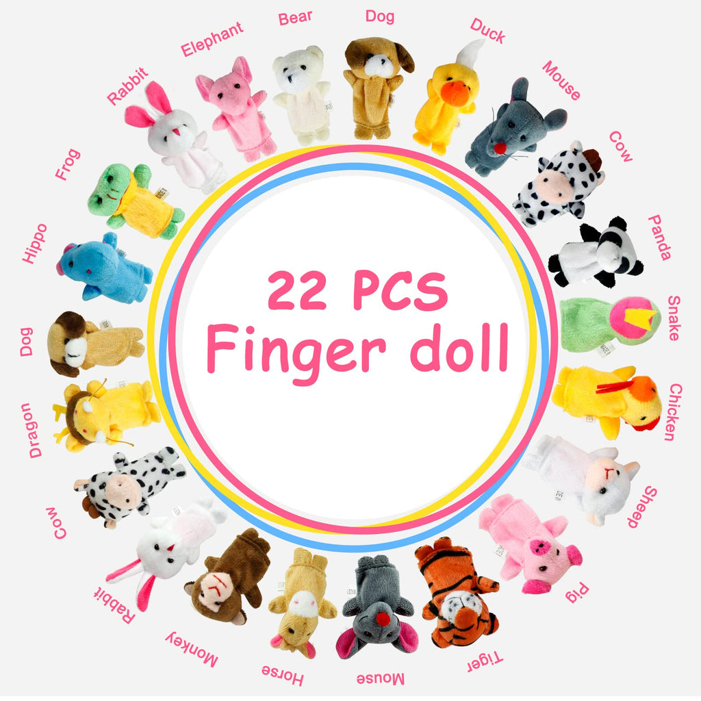 Sealive 22-Piece Animal Finger Puppets, Plush Finger Toys for Kids Ages 3+ | for toddler ages 3+, storytelling, pretend play, puppet shows, with 22 soft animal characters for books and classrooms