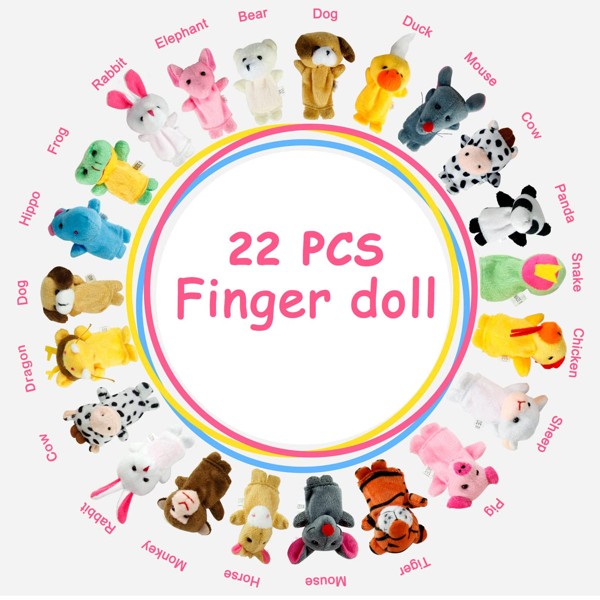 Sealive 22-Piece Animal Finger Puppets, Plush Finger Toys for Kids Ages 3+ | for toddler ages 3+, storytelling, pretend play, puppet shows, with 22 soft animal characters for books and classrooms
