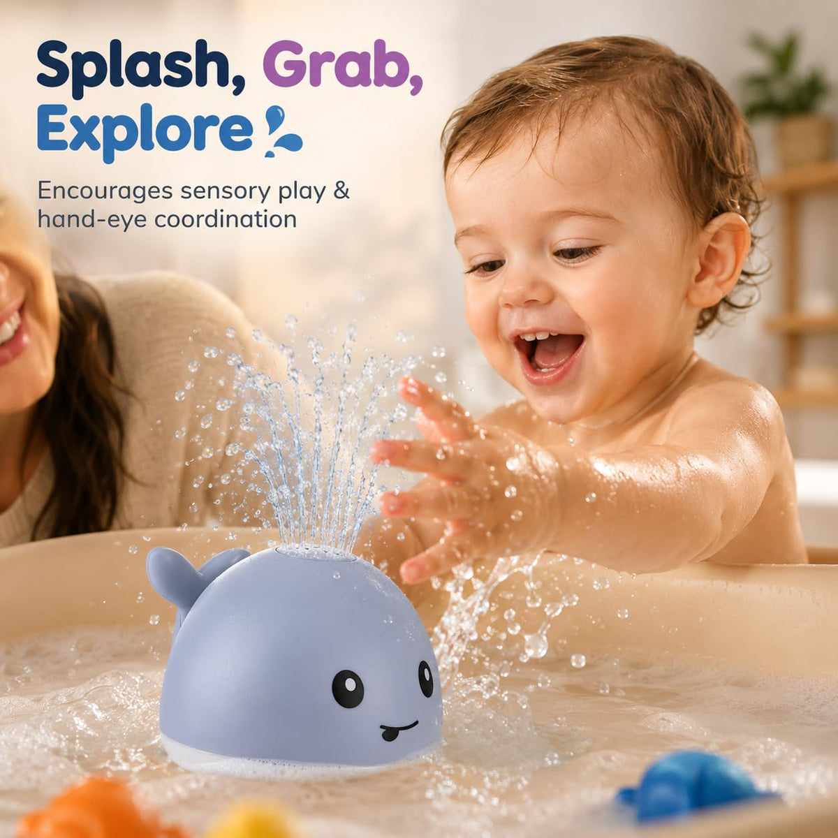 Gigilli Baby Bath Toys, Light Up Pool Water Bathtub Toy for Toddlers Babies | Bath Toys for Kids Boy Girl Gifts, Whale Bath Toy Sprinkler, Birthday Fountain Toy