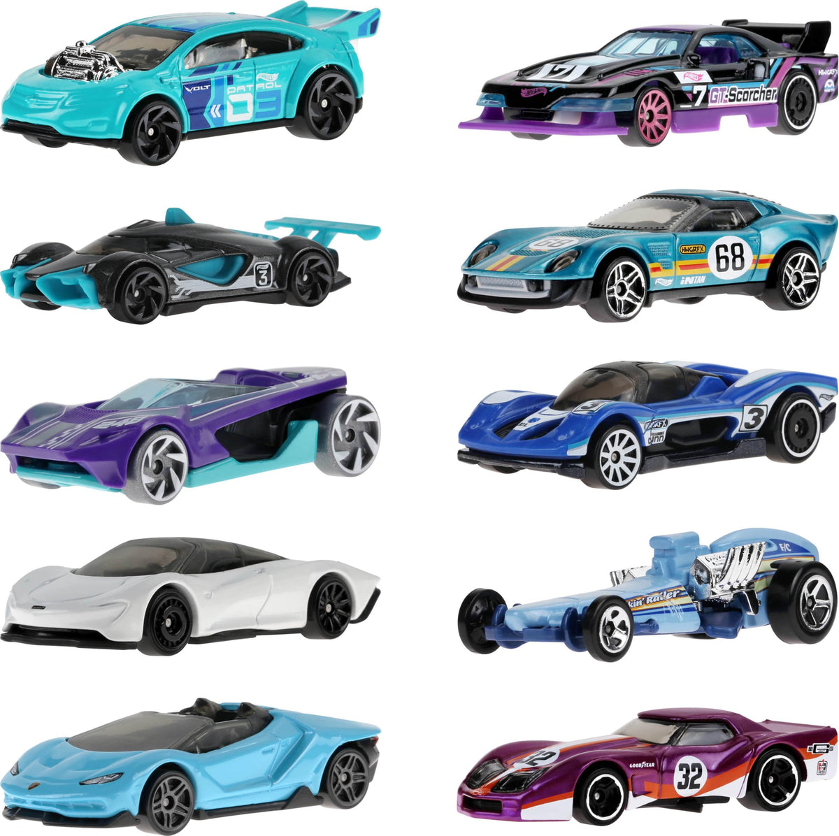 Hot Wheels 10-Pack of Toy Race Cars (Styles May Vary) | Set of 10 1:64 Scale Vehicles,Includes Hot Wheels Originals & Officially Licensed Car​​s (Amazon Exclusive)