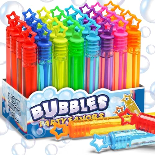 32 Pcs 8 Colors Neon Mini Star Bubble Wand, Party Favors for Kids | Bulk in Gift Box as Classroom Giveaways, Carnival Prizes, Goody Bag Stuffers, Birthday Treats, Party Supplies Toy For Toddler