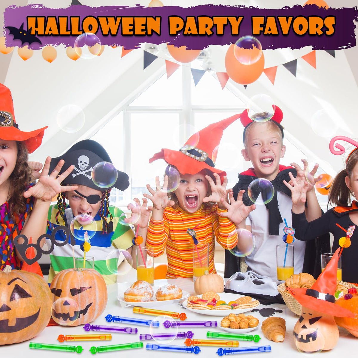 32-300 PCS Halloween Party Favors Goodie Bag Stuffers,Mini Bubbles for Kids | Halloween Trick or Treat Bags Boo Basket Bucket Fillers for Toddlers, Class Games Prizes Toys Gifts Activities Supplies