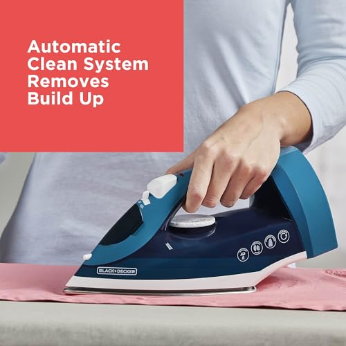 BLACK+DECKER Steam Iron for Clothes with Retractable Cord | Retractable-cord steam iron with anti-drip, vertical steam, auto clean and spray mist for easy ironing.