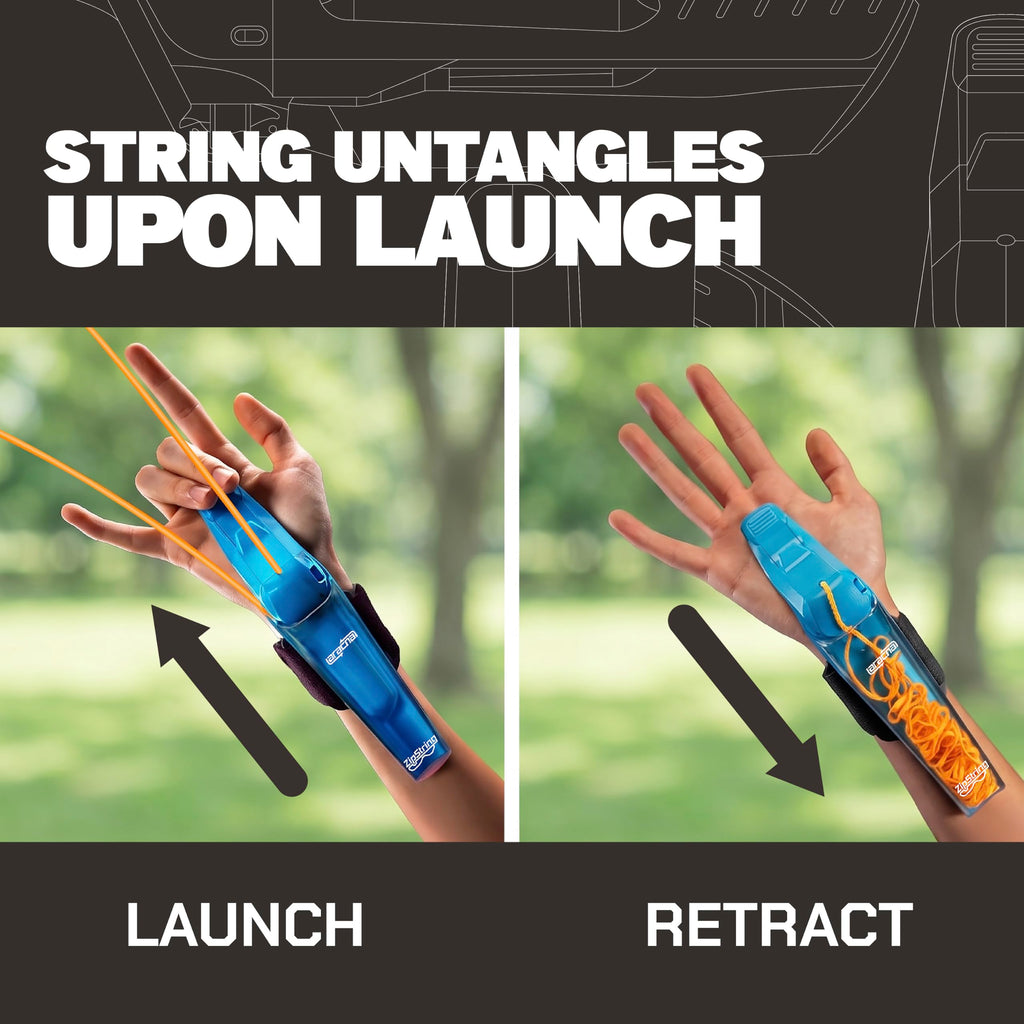 ZipString Aracna Glow-in-the-Dark Webshooter String Launcher Toy | With Travel Box & Fluorescent Strings, For Kids, Teens & Adults, Patented, Reloading, Durable, Superhero Web Shooting Action