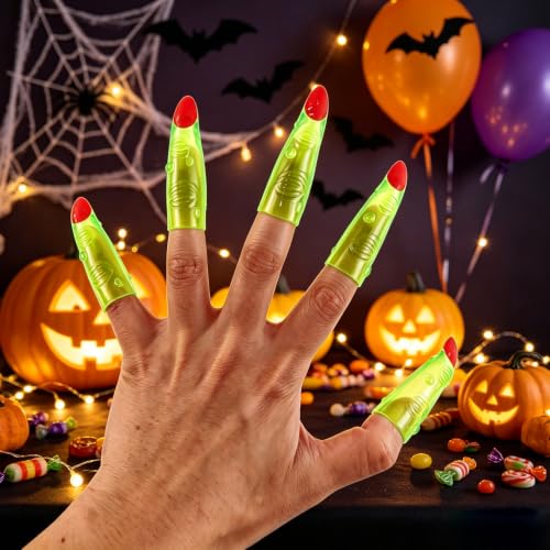 RONYOUNG 35PCS Halloween Witches Fingers Glow in The Dark Fake Monster Finger Puppets for Kid Finger Reading Pointer for Halloween Party Costume Accessory Trick or Treat Gift