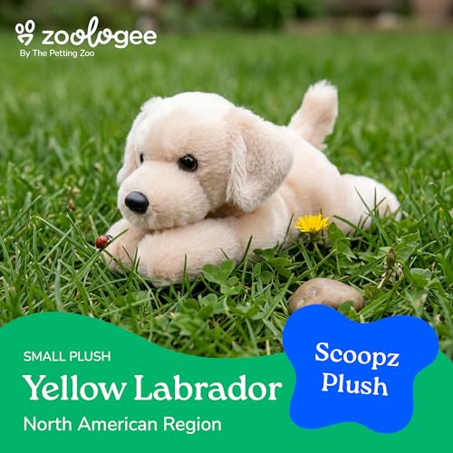 The Petting Zoo Yellow Labrador Dog Stuffed Animal Plushie, Scoopz, 8 in | Yellow Labrador Dog Wildlife Animals by Zoologee. Great Toys for Girls and Boys. Plush Gifts for Kids