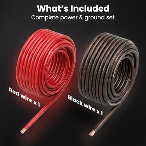 GEARit 4 Gauge Wire 25 FT Black + 25 FT Red, 4 AWG Amp Wire Battery Wires | Automotive Power Ground Cable for Car Audio Amp,RV,Trailer,Subwoofer,Inverter,Generator,Solar,Speaker,Truck(CCA,Black Red)