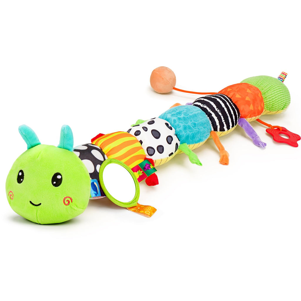 Baby Toys 0-6 Months Musical Stuffed Caterpillar Newborn Tummy Time Toys | Sensory Toys with Mirror Crinkle Rattle for Infants 0-3 3-6 2 3 4 5 6-12 Months Old Babies Boy Girl Shower Gifts Essentials