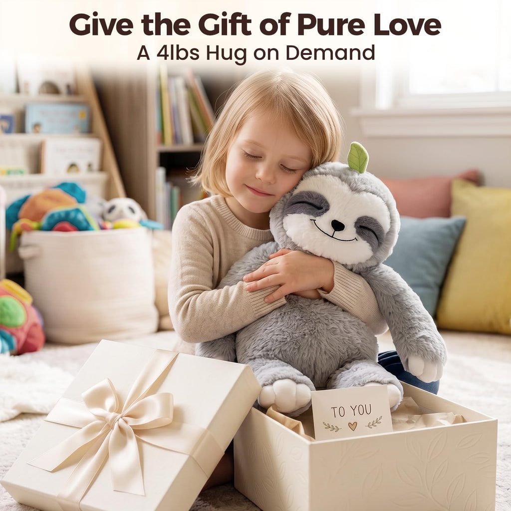 Mewaii Weighted Stuffed Animals Sloth Plush, Heatable Coolable, 4 lb, 20in | Mom's Choice Award, Microwaveable Inner Pad, Huggable Sloth Plushies, Cozy Gift for Kids & Adults