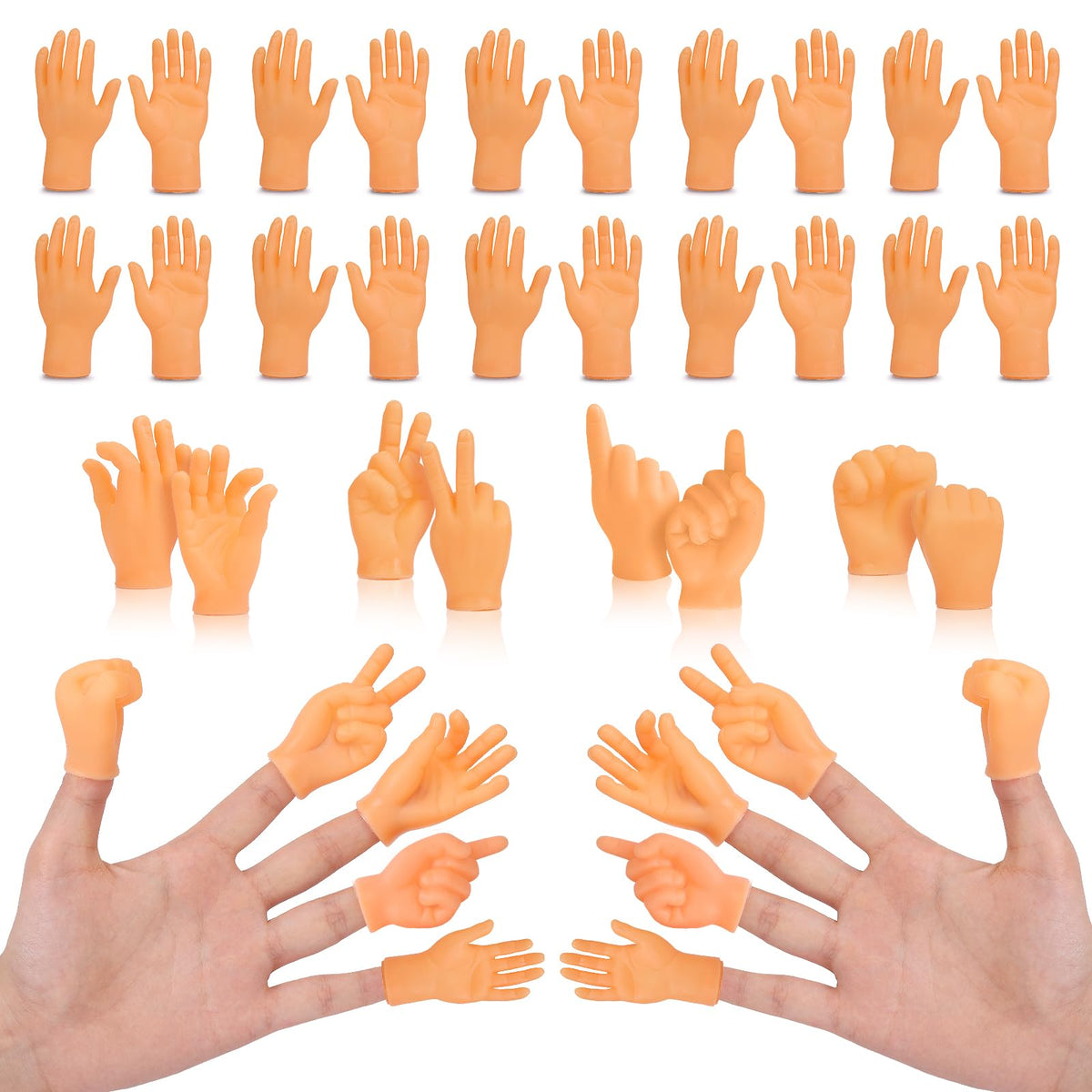 30 pcs Tiny Hands Finger Puppets, Mini Hands Little Small Hands mini Thing Gag Performance Funny Fingers for Puppet Show Gifts Classroom Prizes Party Favors for Kids (7 Styles)