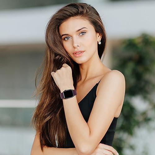 Magnetic Braided Sport Loop Compatible with Apple Watch Bands for Women Men | 38mm 40mm 41mm 42mm 44mm 45mm 46mm 49mm,Stretchy Breathable Nylon Strap for iWatch Series 12 11 10 9 8 7 6 5 4 3 2 1 SE Ultra