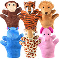 6 PCS Hand Puppets Set Animal Plush Puppet | Storytelling Teaching Toys for Kids Classroom Shows Birthday Party Favor Supplies Elephant Tiger Giraffe Monkey Lion Hippo