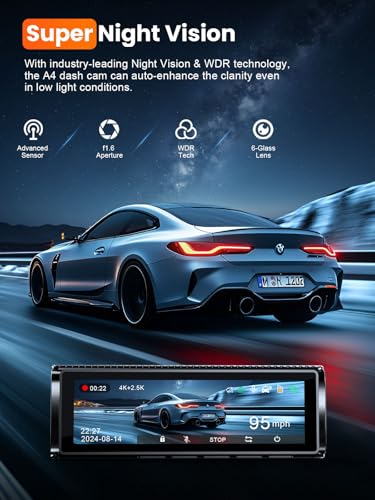 Affver 4K+2.5K Dash Cam Front and Rear, Built-in 5G WiFi 6 GPS Dual Dashcam | 64GB Card Included, 3.59" IPS Screen, APP Control, G-Sensor, Loop Recording, 24H Parking Mode, Night Vision, Car Dash Camera