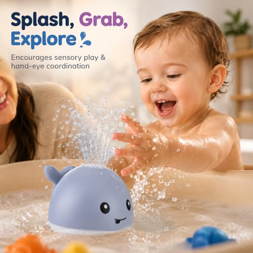 Gigilli Baby Bath Toys, Light Up Pool Water Bathtub Toy for Toddlers Babies | Bath Toys for Kids Boy Girl Gifts, Whale Bath Toy Sprinkler, Birthday Fountain Toy