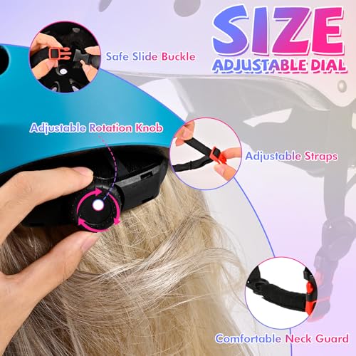 LOKJIJI Adjustable Kids Bike Helmet for Girls Boys Youth, Color Gradient Kids Protective Helmets for Multi-Sports Bicycle Cycling Skateboard Scooter Skating