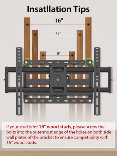 USX Mount Full Motion TV Wall Mount for 42-90 inch TV Holds up to 132lbs | TV Mount Bracket Dual Swivel Articulating Tilt 6 Arms, Max 16" Wood Studs, VESA 600x400mm, Fits 55/65/75/85/86"