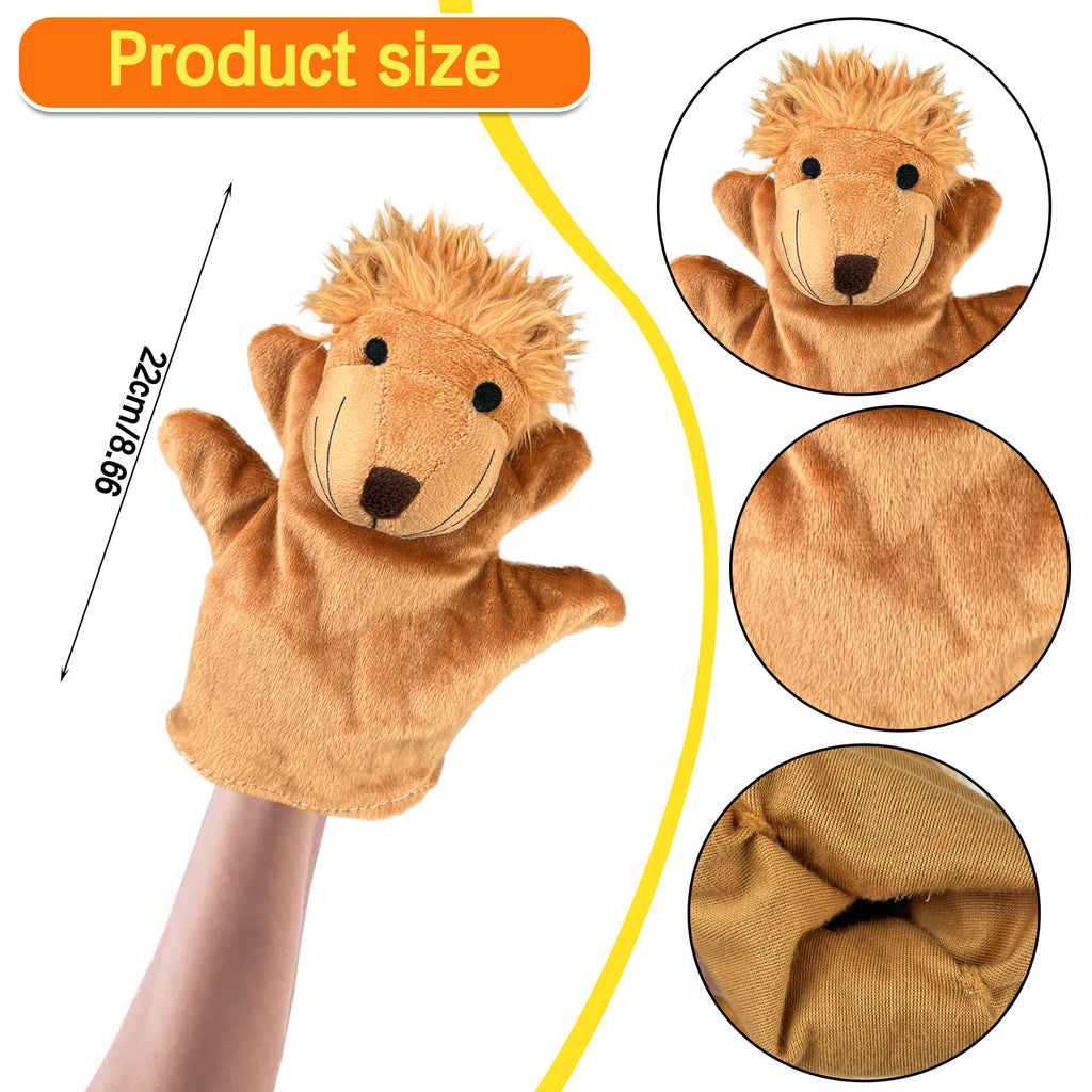 6 PCS Hand Puppets Set Animal Plush Puppet | Storytelling Teaching Toys for Kids Classroom Shows Birthday Party Favor Supplies Elephant Tiger Giraffe Monkey Lion Hippo