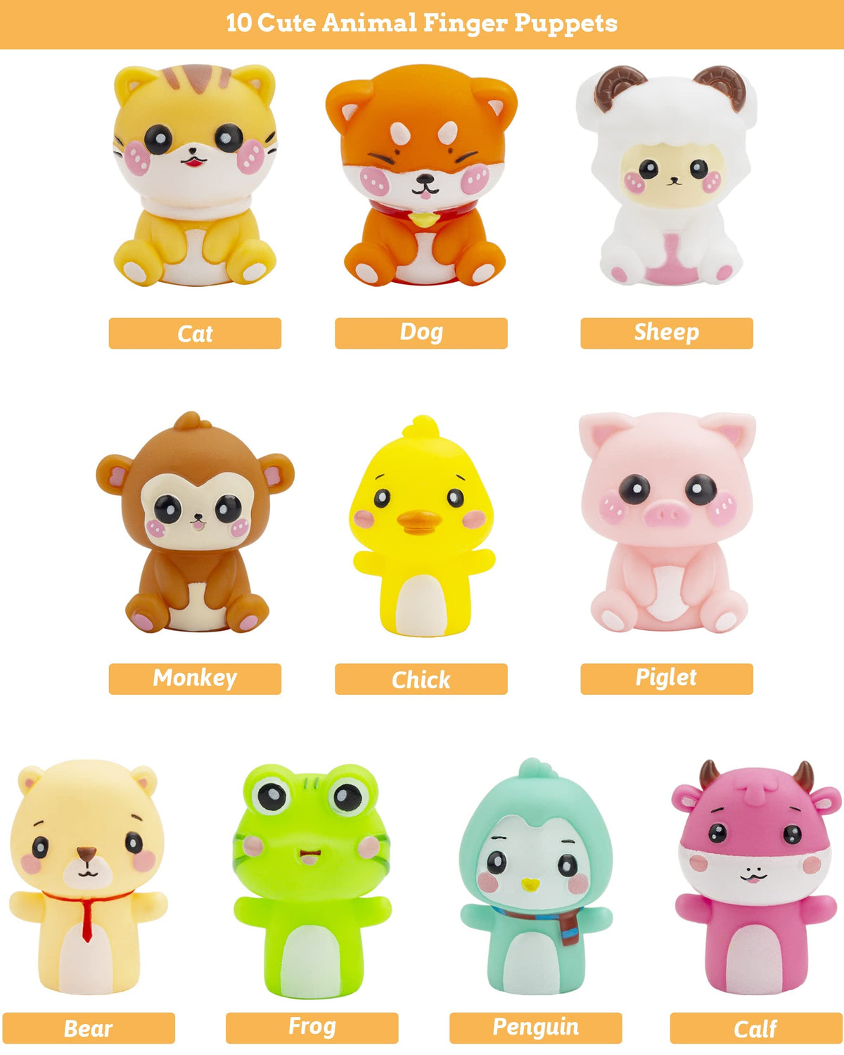 AQKILO Animal Finger Puppets, Funny Toys for Stories and Gifts, 10 Pieces | Weird Stuff Gifts With Funny Animals, Silly Stories, Pretend Play, Party Fun, and Creative Surprises