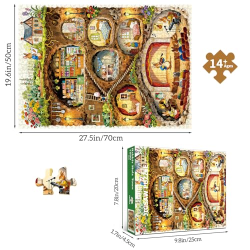 HUADADA Puzzles for Adults 1000 Pieces-Rabbit House Puzzles | Gifts for men women,Family Games,Eco matte oil print,eye strain relief,tight puzzle piece fit,vibrant colours