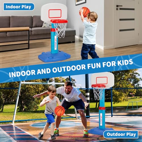 Toddler Basketball Hoop, Kids Toys Basketball Hoops for Indoor Outdoor Play | Adjustable Mini Basketball Hoop with 3 Balls for Outside, Pool, Christmas Birthday Sport Gift for Baby Boy Girl Ages 2 3 4