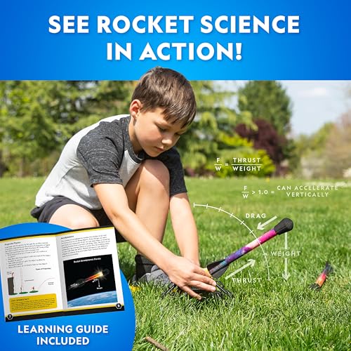 National Geographic LED Air Rocket Launcher Toy for Kids Ages 8-12 | Launches Up to 100 Feet, Air Powered, Foam-Tipped Rockets, Outdoor STEM Toy, Light-Up Rocket, Birthday Gift