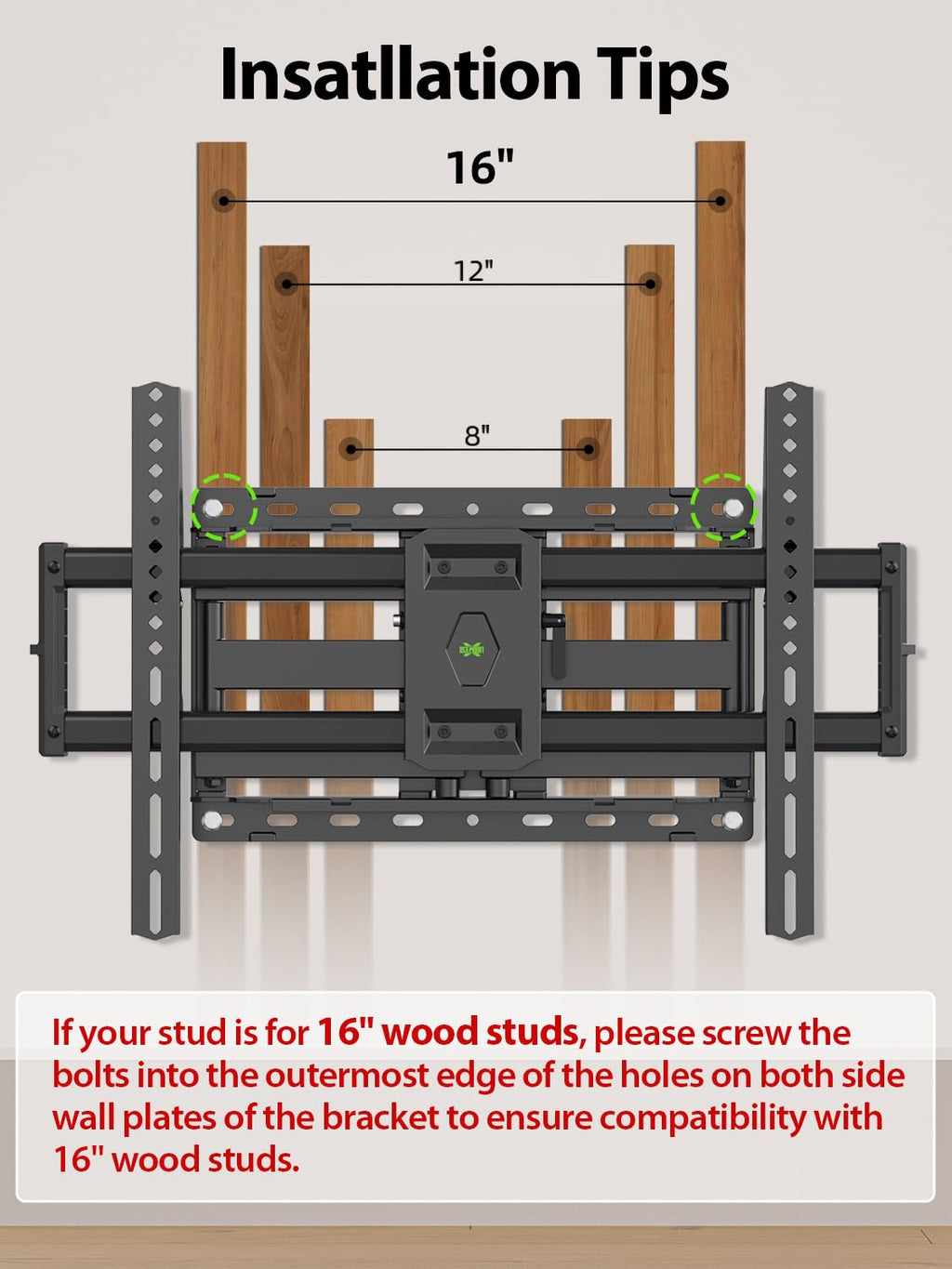 USX Mount Full Motion TV Wall Mount for 42-90 inch TV Holds up to 132lbs | TV Mount Bracket Dual Swivel Articulating Tilt 6 Arms, Max 16" Wood Studs, VESA 600x400mm, Fits 55/65/75/85/86"