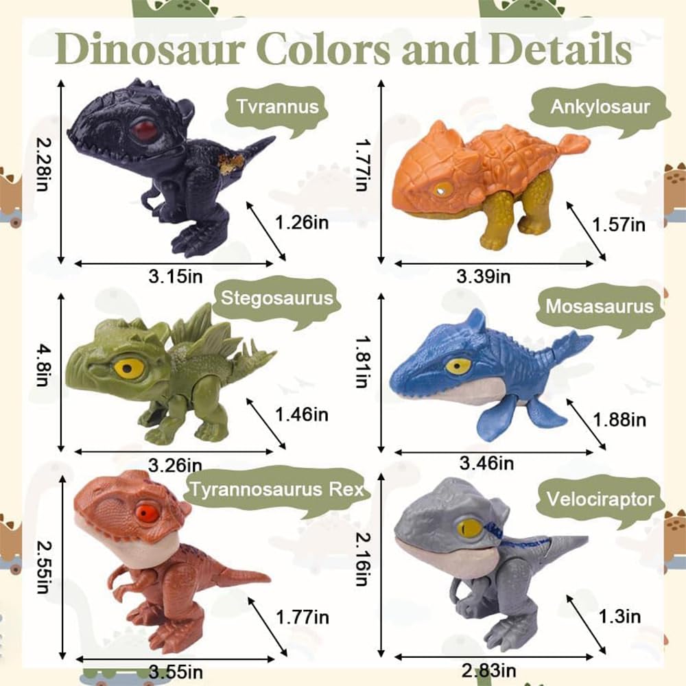 Winbar 6 PCS Biting Finger Dinosaurs Toy, Animal Hand Puppet Dino Toy Gifts | Mini Dinosaur Figures, Safe Material, Drop-resistant, Snap On" To Fingers, Bath Toys For Child, Fun Gift Toys For Toddler