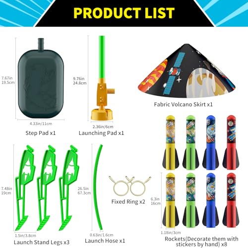 Toy Rocket Launcher for Kids - Outdoor Toys for Kids Ages 4-8, 8 Rockets | Launch up to 100 Ft, 3 4 5 6 7 Year Old Boys Birthday Gifts, Rockets Kids Toys for Boys, Toy for Toddlers Age 3+