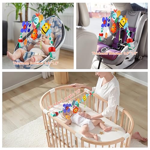 Lynncare Adjustable Arch Bassinet Toys for Infant & Toddlers, Stroller Arch, Baby Crib Toys with Fascinating Hanging for Stimulating Baby’s Senses and Developing Motor Skills