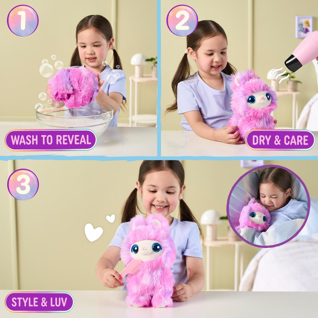 SCRUFFALUVS Tie-Dye Mystery Plush Toy, Wash to Reveal, Scruff a Luvs Pets | Includes deluxe pet carrier, comb, collar, and adoption certificate, animal plushies pretend play set, toddler toys 3+