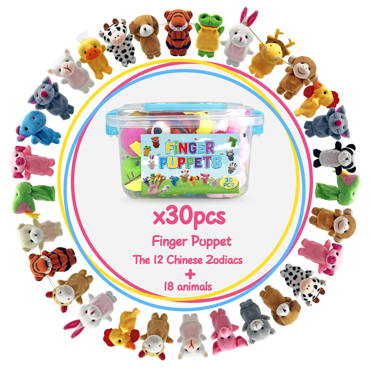 30 PCS Finger Puppets Set Mini Stuffed Animals for Storytelling Teaching Schools Birthday Party Supplies