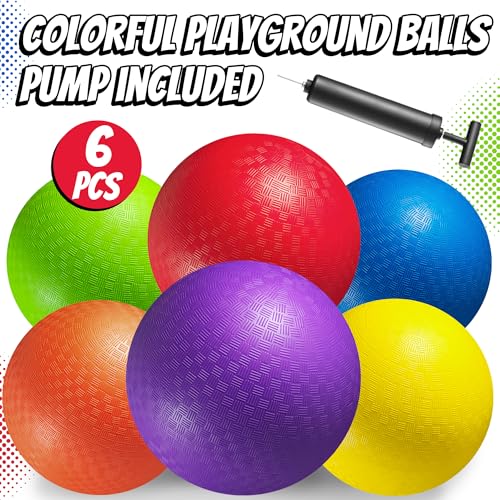 8.5-Inch Kickball Playground Balls for Kids & Adults (6-Pack) | Rubber Kickballs for Kickball, Dodgeball, Four Square, Handball, PE Class, School, Gym, Recess, Backyard & Outdoor Games