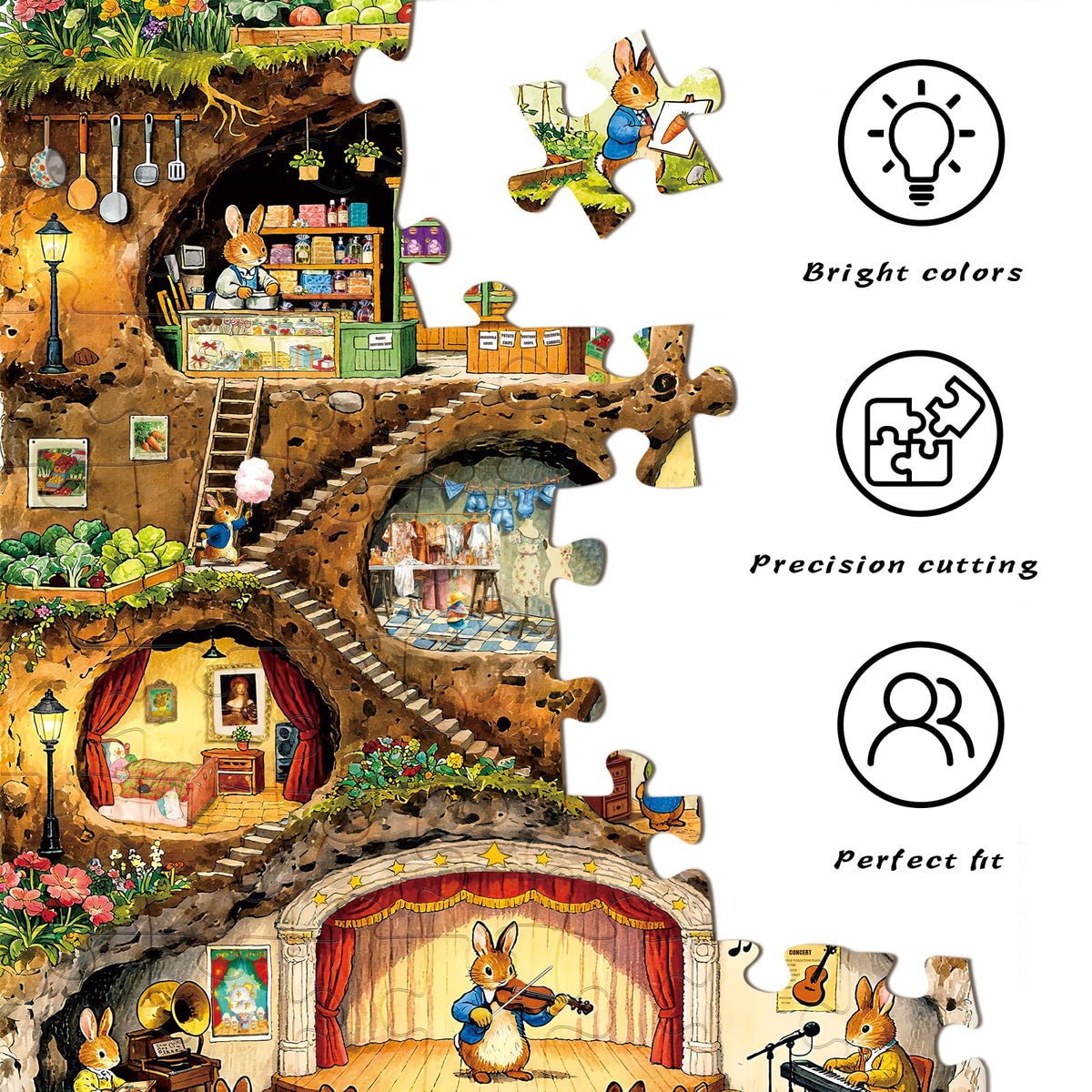 HUADADA Puzzles for Adults 1000 Pieces-Rabbit House Puzzles | Gifts for men women,Family Games,Eco matte oil print,eye strain relief,tight puzzle piece fit,vibrant colours