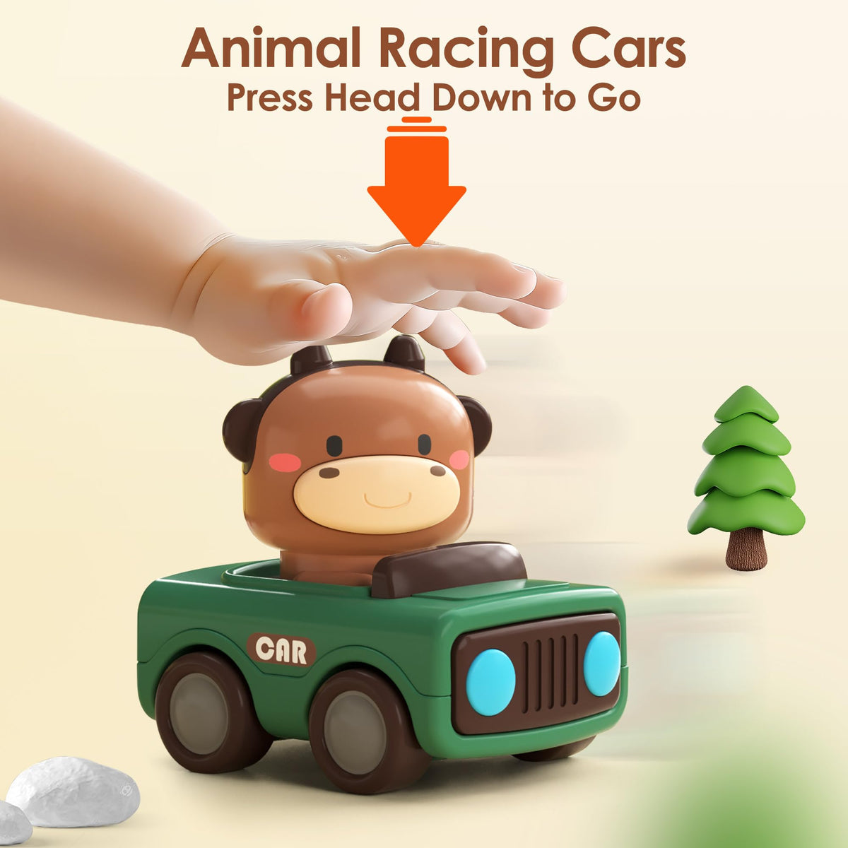 iPlay, iLearn Baby Press to Go Car Toys for Toddlers 1-3, 1 Yr Old Boy Gift | Infant Play Vehicle Set, Push Go Friction Car, Montessori Toy for 6-9-12-18 Months, 1st Birthday Gifts for 1-2 Years Old Girl