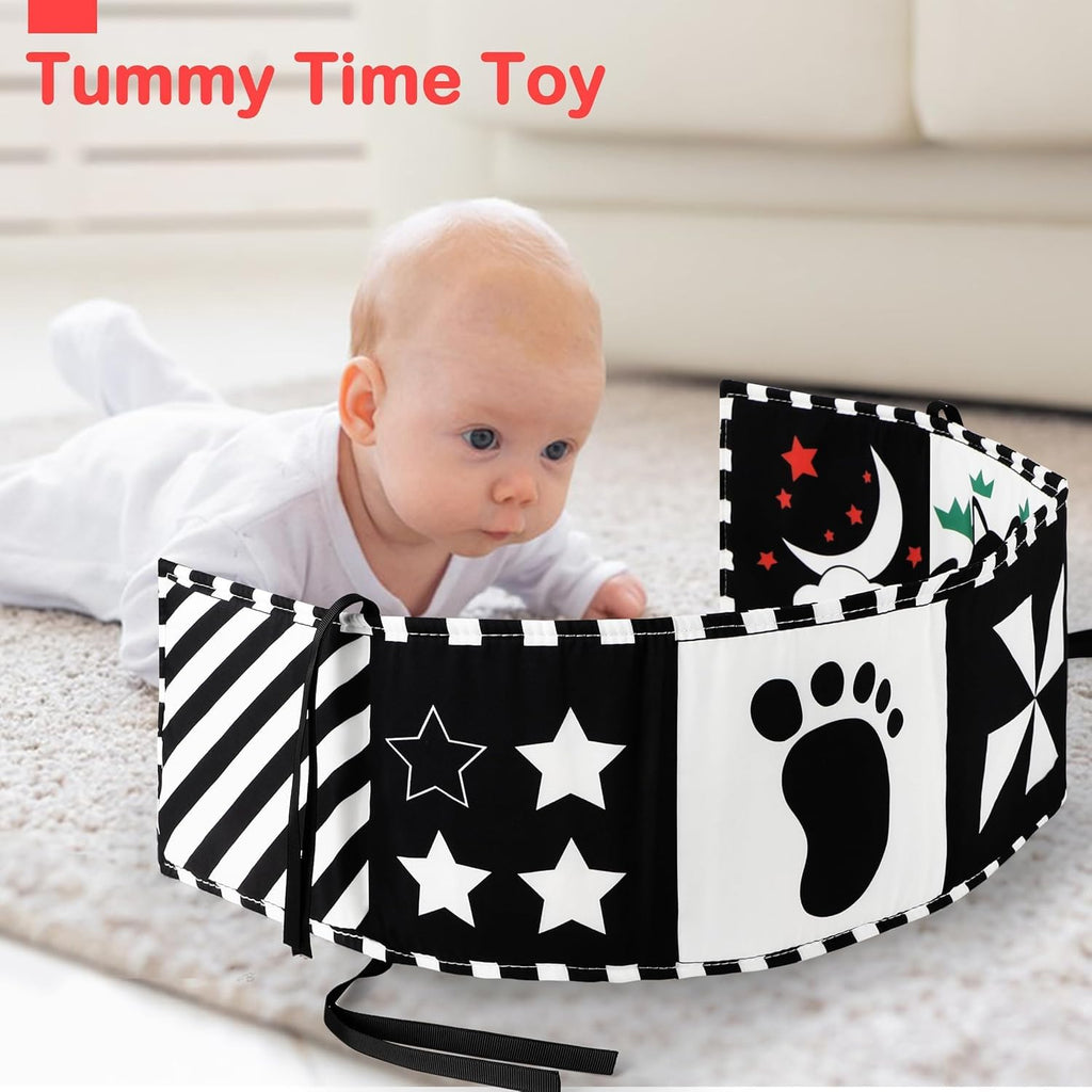 URMYWO Black and White Baby Toy, Tummy Time High Contrast Newborn Toys | Visual Stimulation Soft Baby Book, Brain Development Montessori Sensory Infant Mirror Toy 0-6-12 Months, Boy Girl Shower Gift