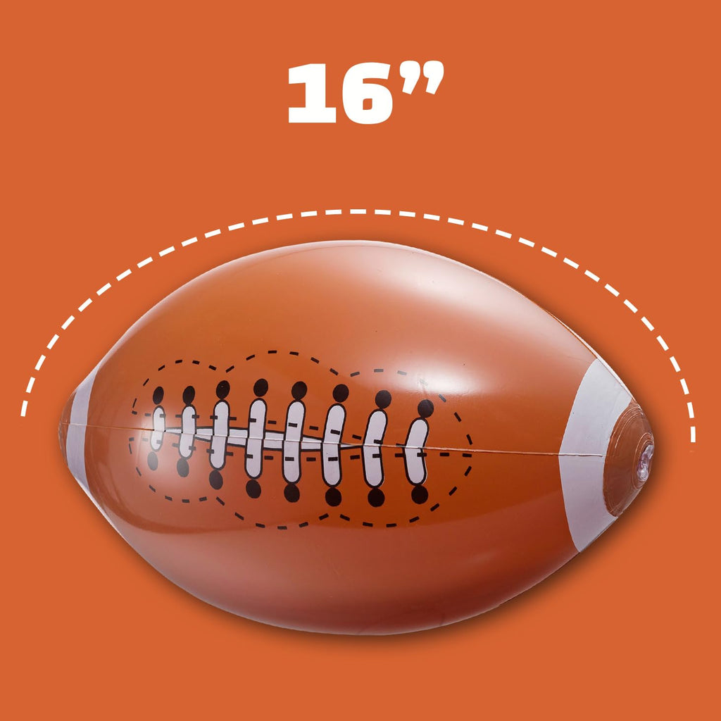 12-Pack Inflatable 16-Inch Footballs for Kids Party Decorations & Favors | Blow-Up Sports-Themed Beach Balls for Game Day & Birthday Supplies and Decorations, Goodie Bag Stuffers