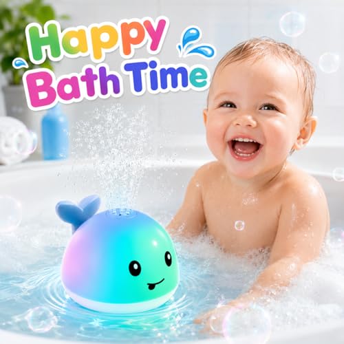 Gigilli Baby Bath Toys, Light Up Pool Water Bathtub Toy for Toddlers Babies | Bath Toys for Kids Boy Girl Gifts, Whale Bath Toy Sprinkler, Birthday Fountain Toy