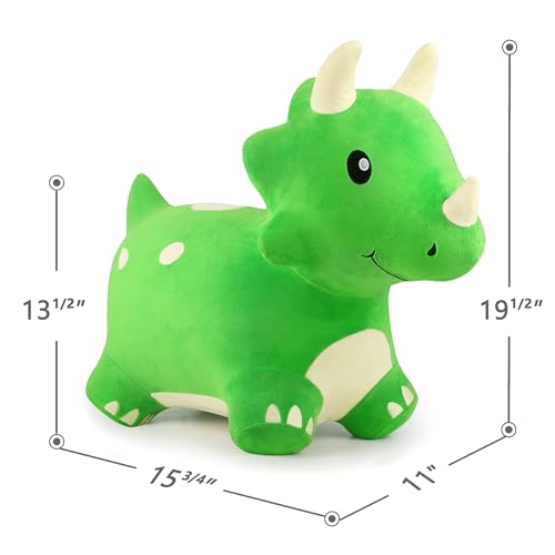 Bouncy Pals Toddler Dinosaur Hopper Toy, Kids Outdoor Ride on Bounce Animal | Outside Inflatable Riding Plush Triceratops Bouncing Horse Hopping Toy, Cool Birthday Gifts Age 2 3 4 5 6 Year Old Boy Girl