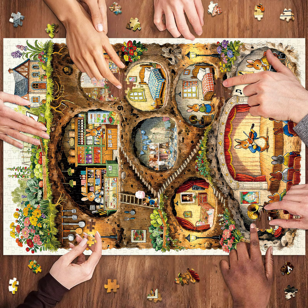 HUADADA Puzzles for Adults 1000 Pieces-Rabbit House Puzzles | Gifts for men women,Family Games,Eco matte oil print,eye strain relief,tight puzzle piece fit,vibrant colours