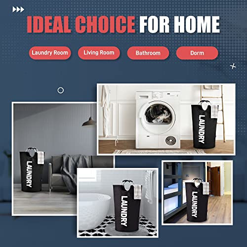 Caroeas Tall Laundry Basket 90L, Large Hamper, Freestanding Laundry Bag | Collapsible waterproof Oxford laundry bag for dorm, laundromat and travel, 13 Colors, Foldable Laundry Bag, Padded Handles