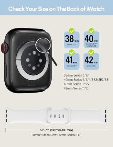 Sport Silicone Band Compatible with Apple Watch Bands for Women Men | 40mm 38mm 41mm 44mm 45mm 42mm 46mm 49mm Soft Waterproof Sport Strap for iWatch Bands Series 12 10 11 9 8 7 6 5 4 3 2 SE Ultra