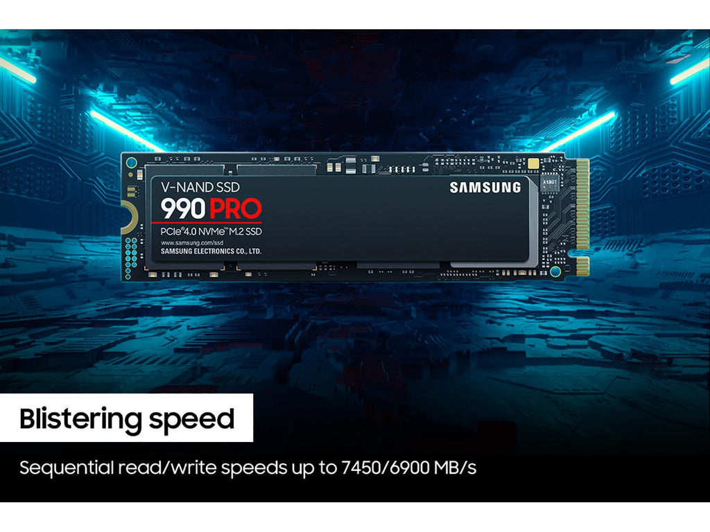 Samsung SSD 990 PRO 2TB, PCIe 4.0 M.2 2280, Up to 7,450 MB/s | NVMe Internal Solid State Hard Drive for High End Computing, Gaming, and Heavy Duty Workstations, (MZ-V9P2T0B/AM)