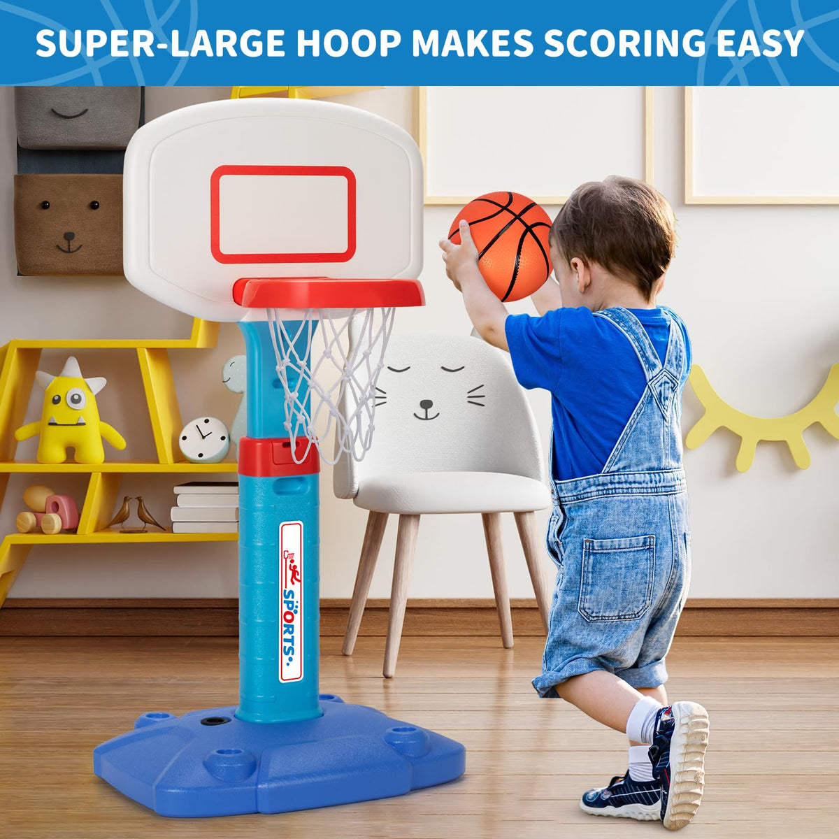Toddler Basketball Hoop, Kids Toys Basketball Hoops for Indoor Outdoor Play | Adjustable Mini Basketball Hoop with 3 Balls for Outside, Pool, Christmas Birthday Sport Gift for Baby Boy Girl Ages 2 3 4