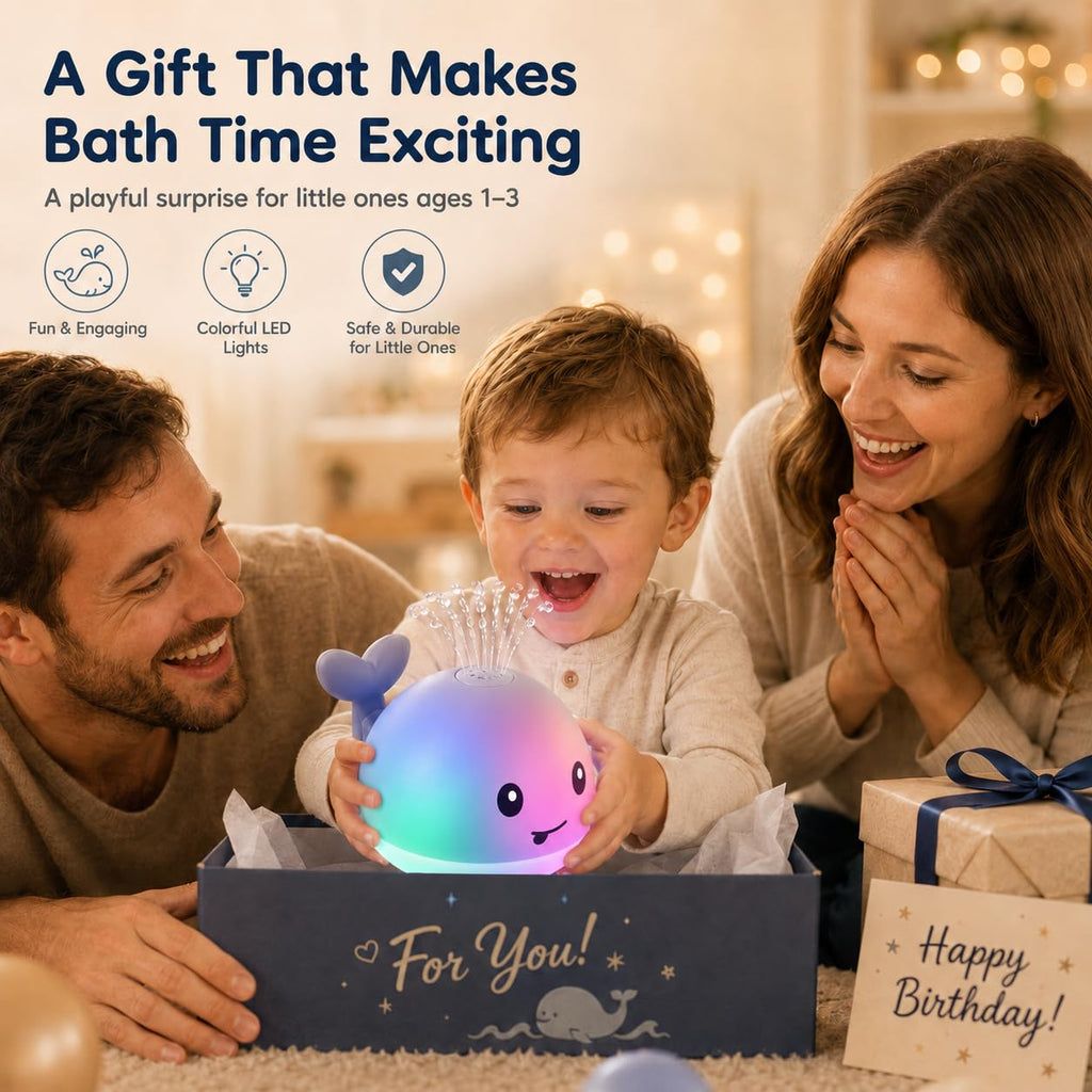 Gigilli Baby Bath Toys, Light Up Pool Water Bathtub Toy for Toddlers Babies | Bath Toys for Kids Boy Girl Gifts, Whale Bath Toy Sprinkler, Birthday Fountain Toy